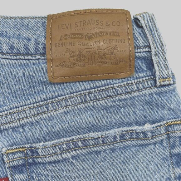 Levis Wedgie Straight Big E Jeans Womens 23 Mid-Rise Distressed Button-Fly Denim - Picture 8 of 16